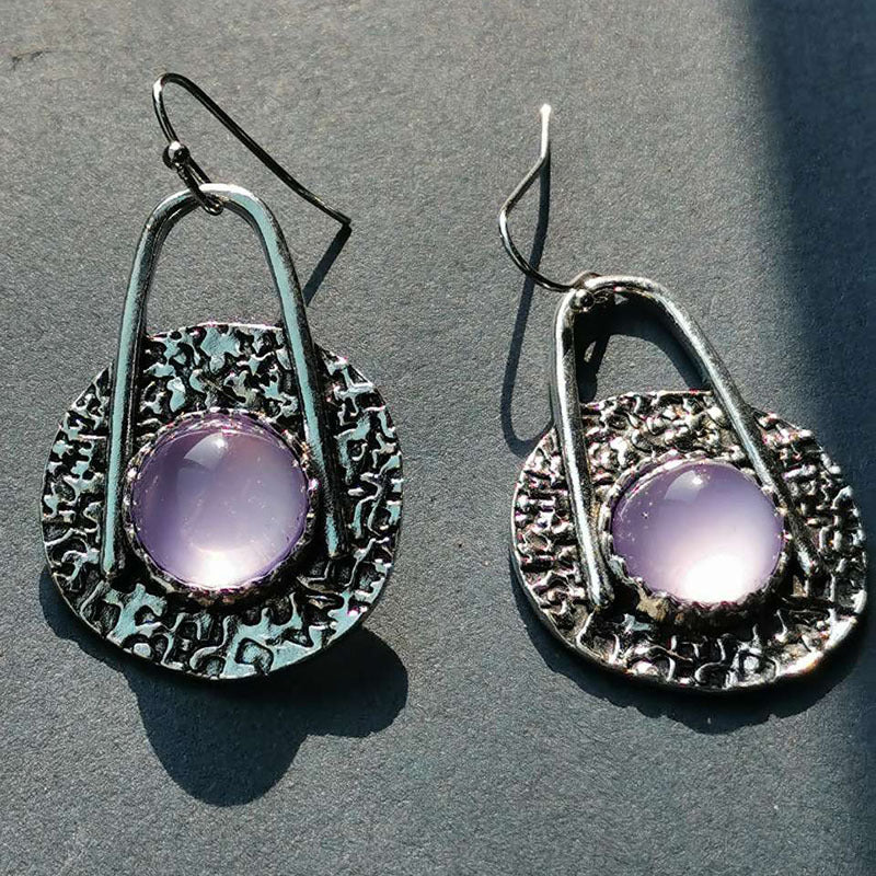Boho Earrings with Purple Stone