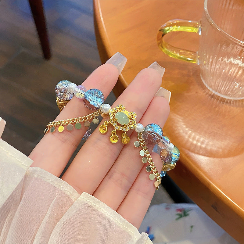 Sweet Princess Glass Crystal Safety Lock Bracelet For Women