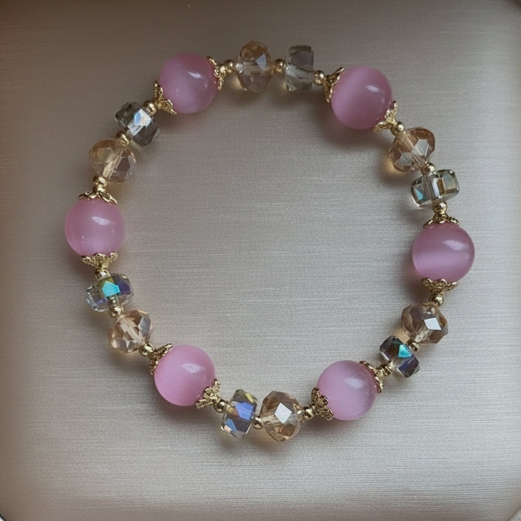 Exquisite Natural White Opal Bracelet 10mm Beads For Women