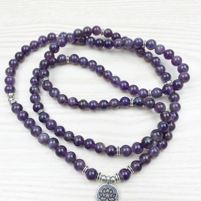 108 Natural Amethyst Stone Mala Prayer Beads Bracelet™