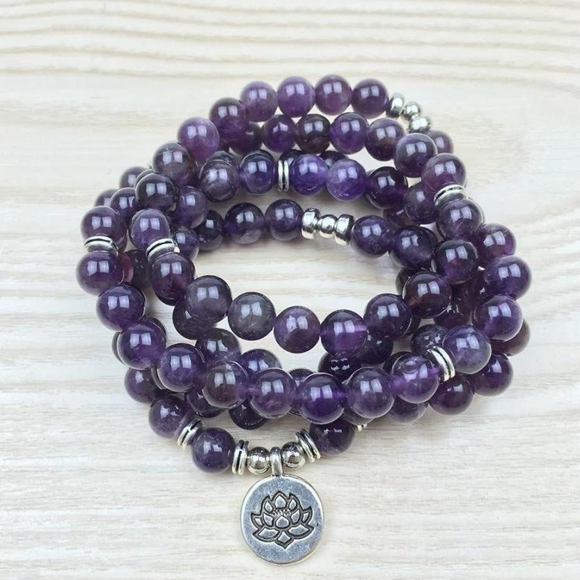 108 Natural Amethyst Stone Mala Prayer Beads Bracelet™