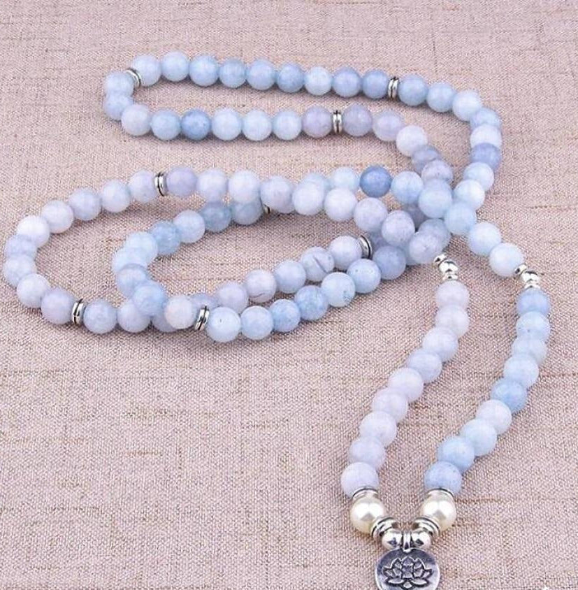 108 Natural Calcite & Pearl Mala Prayer Beads™