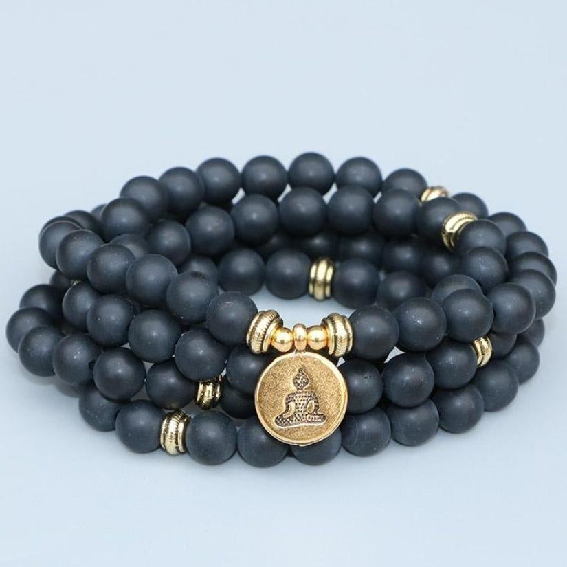 108 Natural Matte Black Onyx Mala Bead Bracelet™