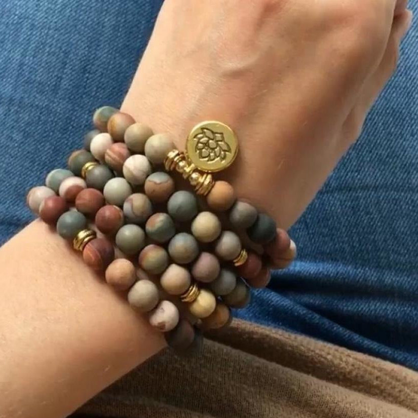 108 Natural Matte Jasper Gemstone Mala Bracelet™