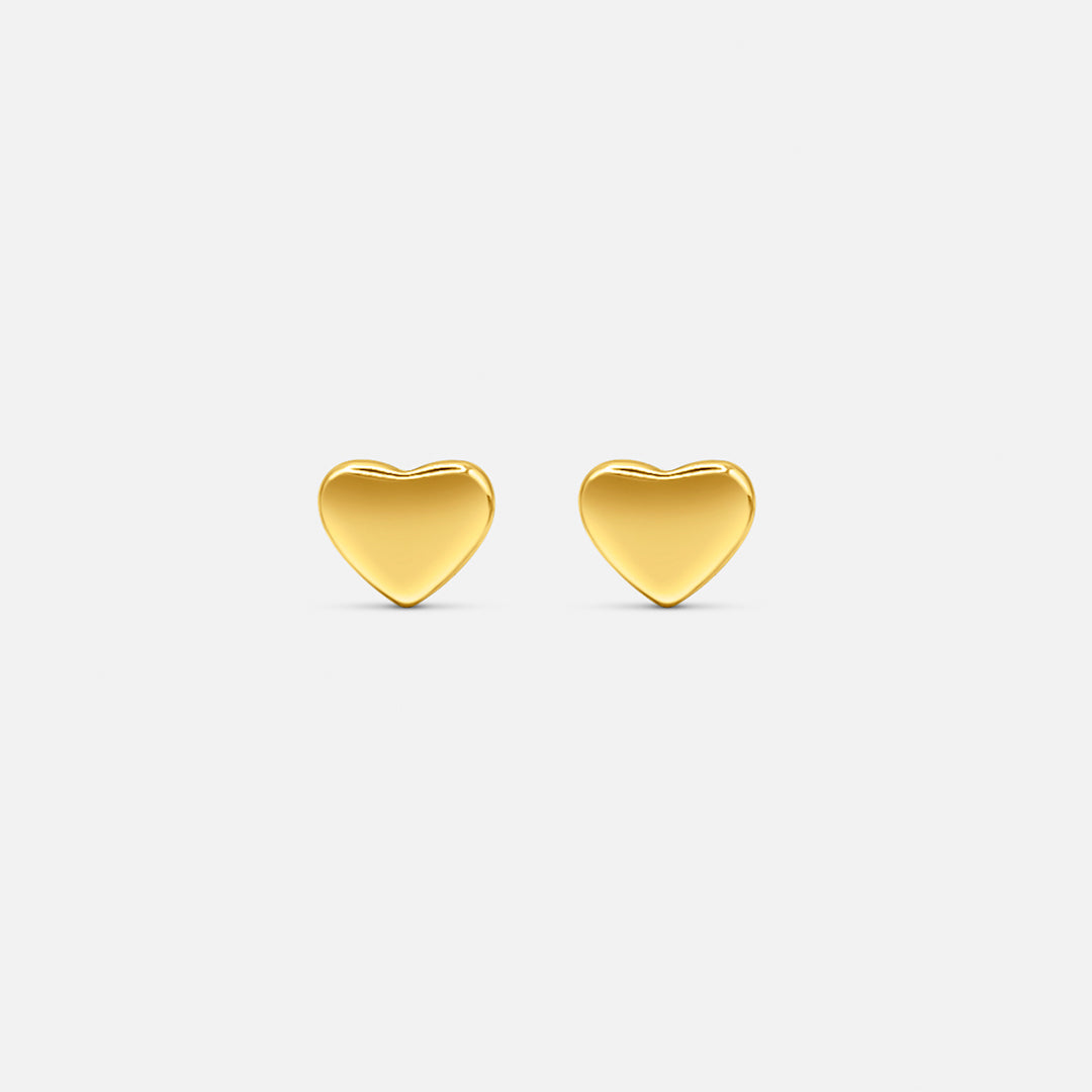 Mini Heart Stud Earrings - Gold