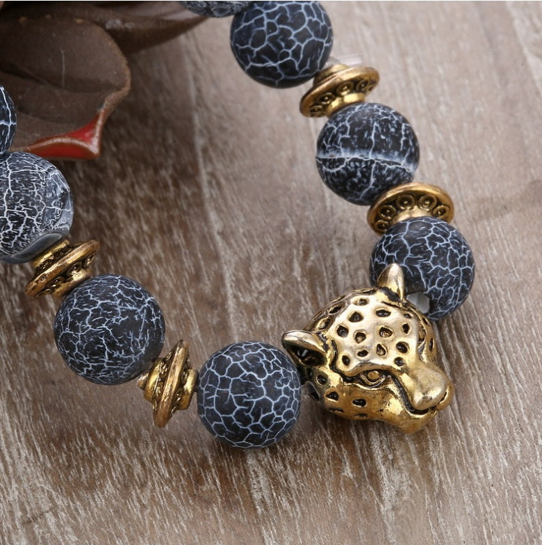 Natural Agate Leopard Bracelet for Men
