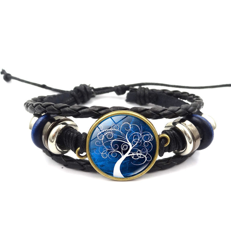 Tree Of Life Multilayer Leather Glass Bracelet Plus
