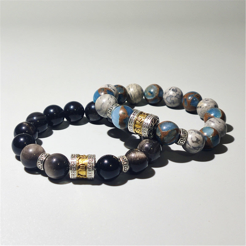 Silver Obsidian Bracelet For Protection Unisex