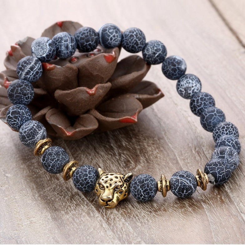 Natural Agate Leopard Bracelet for Men