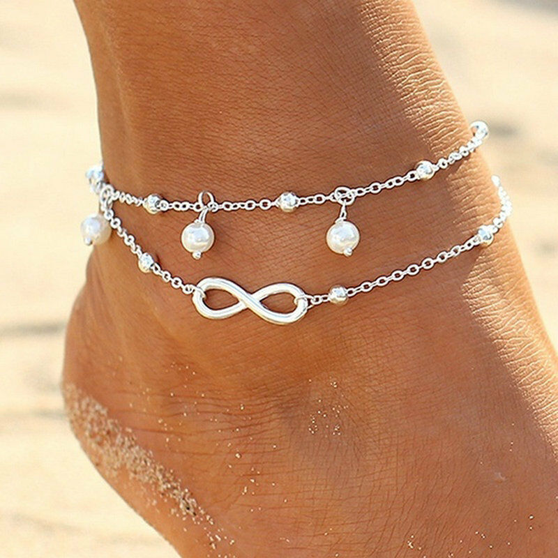 Double-layer Pearl Infinity Anklet