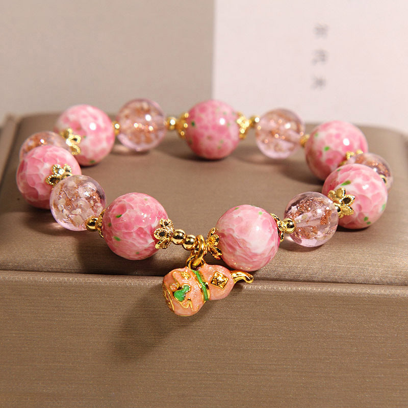 Cherry Blossom Luminous Glass Crystal Bracelet for Women