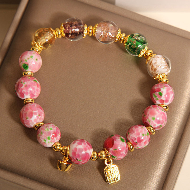 Rose Garden Glass Crystal Bracelet For Women Japanese Style
