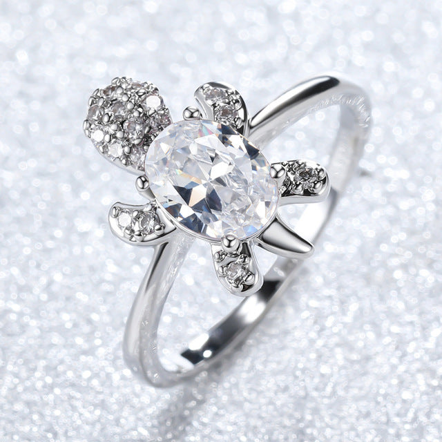 Sea Turtle Ring in Zirconium and Silver