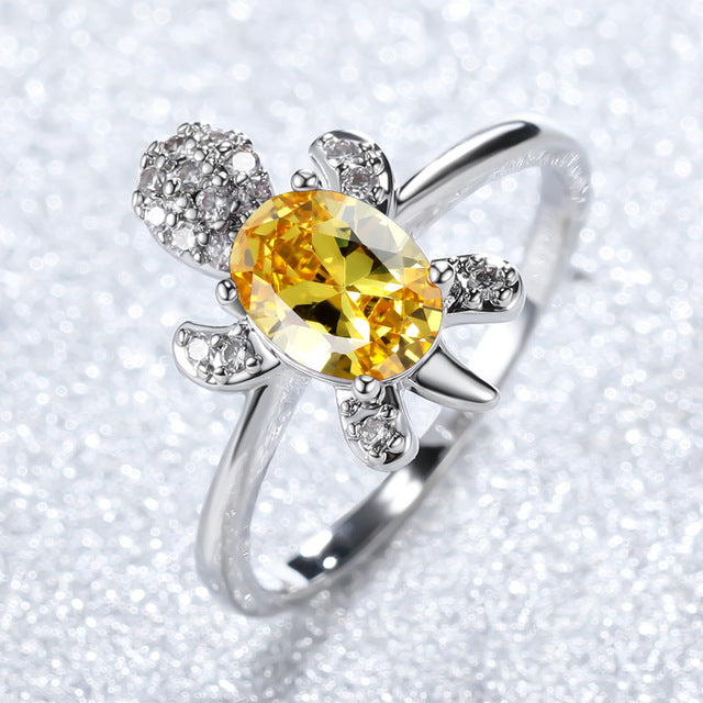 Sea Turtle Ring in Zirconium and Silver