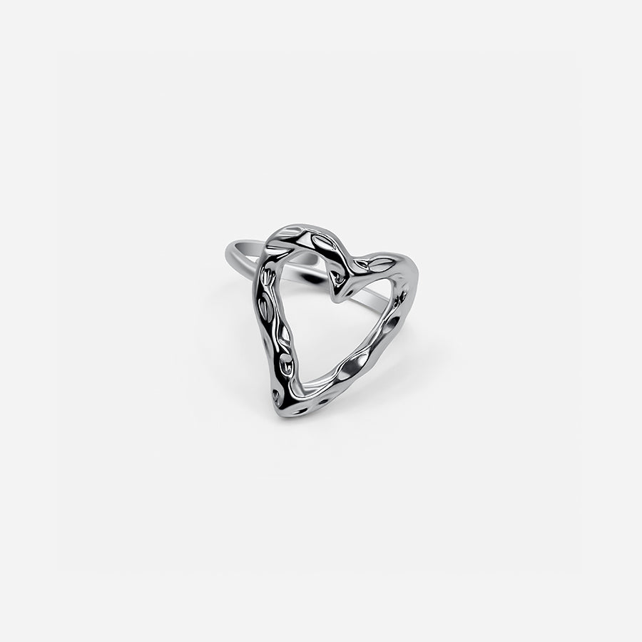 ADJUSTABLE TEXTURED HEART RING