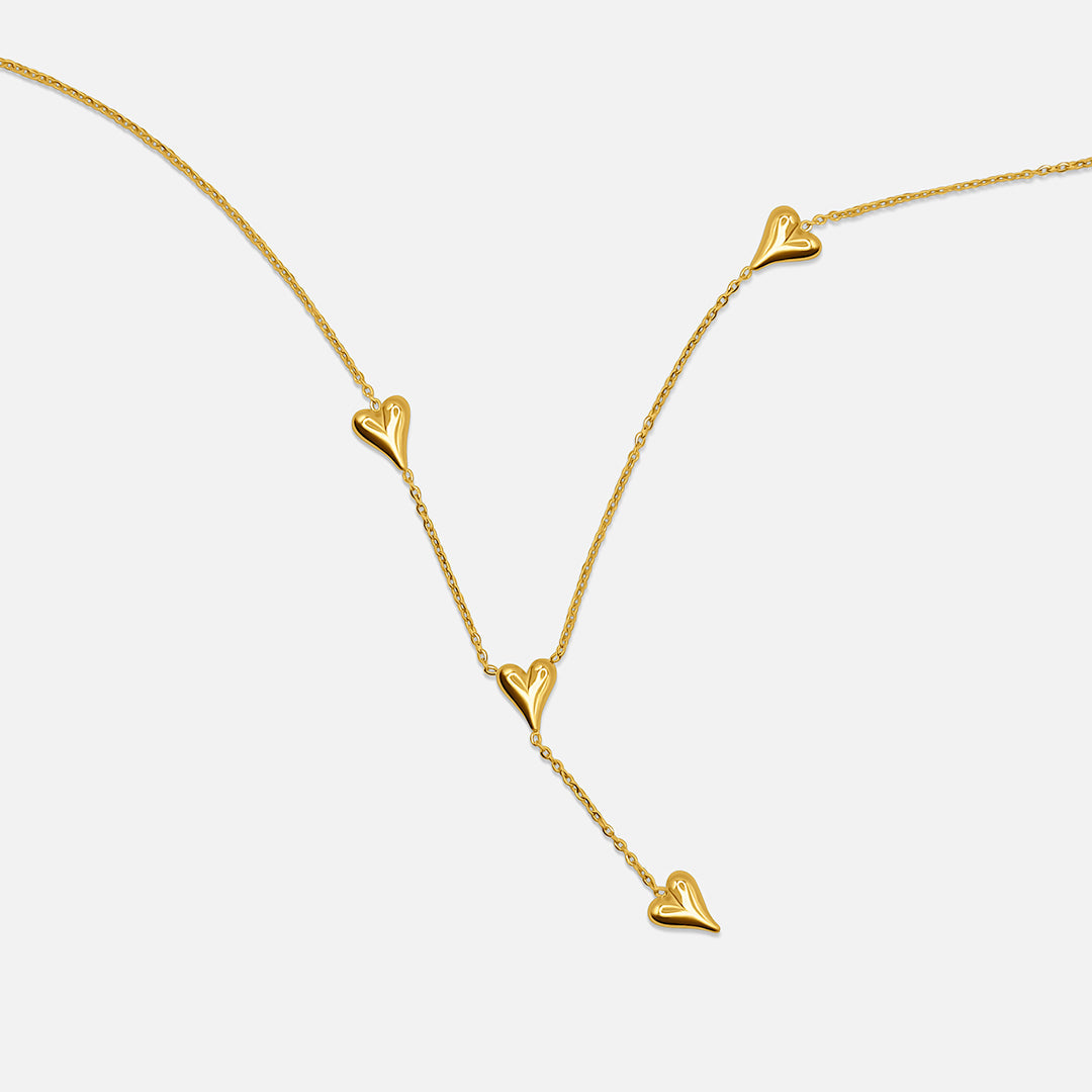 Love Heart Drop Necklace - Gold
