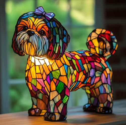 Colorful Dog Lamp Resin Decor By Tinkers - Positive Energy