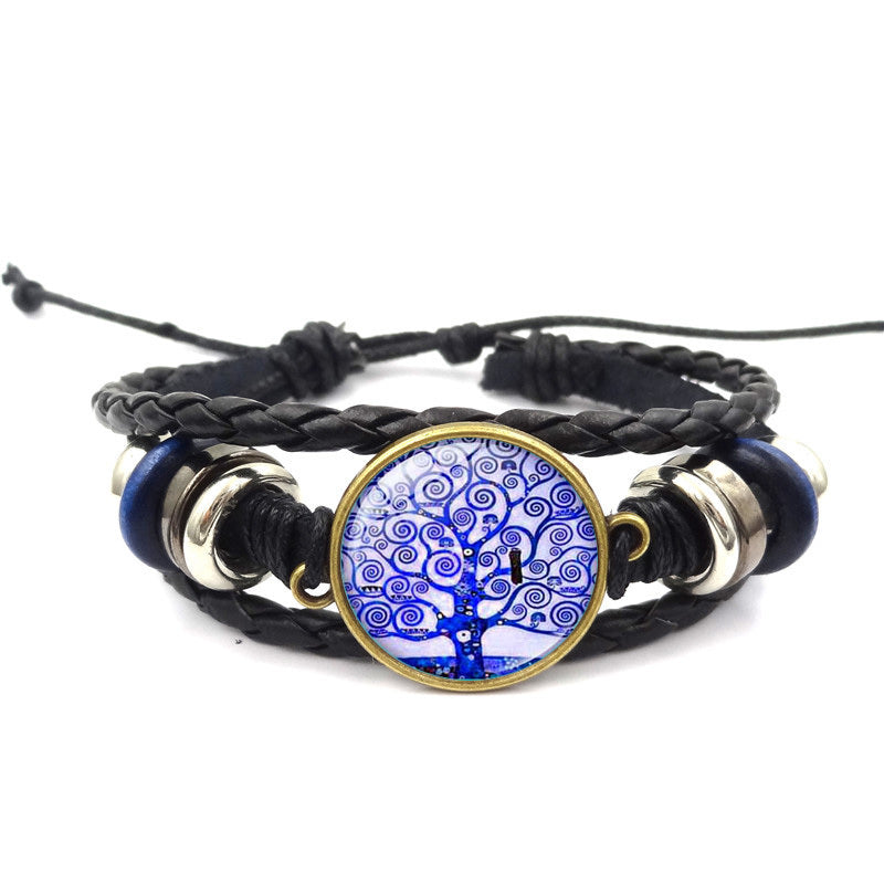 Tree Of Life Multilayer Leather Glass Bracelet Plus