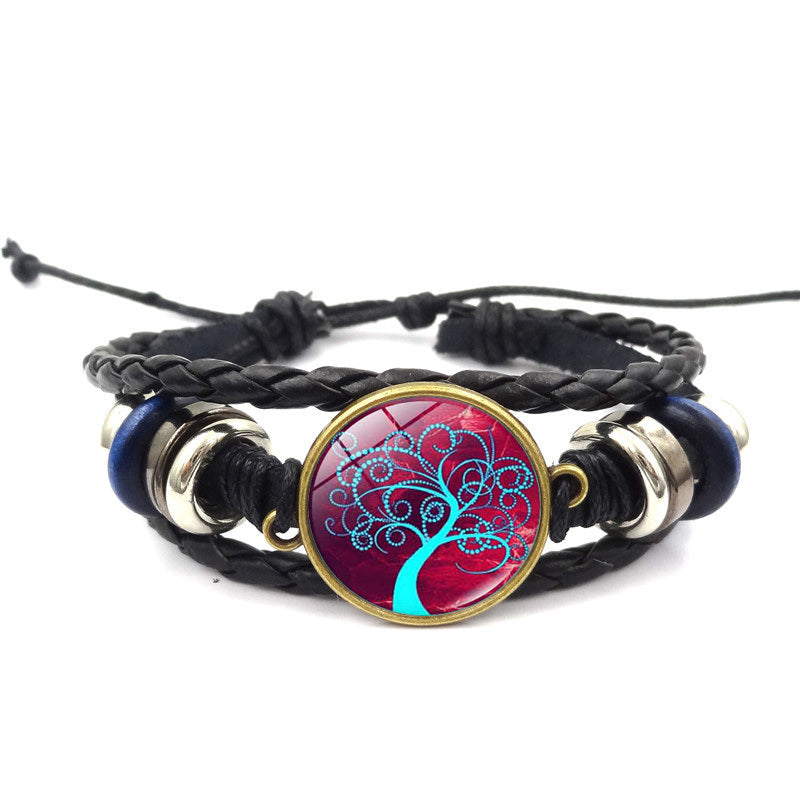 Tree Of Life Multilayer Leather Glass Bracelet Plus