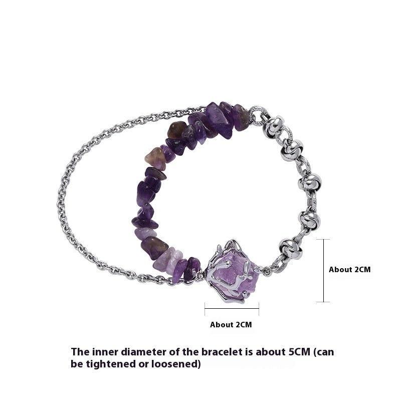 Purple Natural Stone Geometric Stitch Bracelet Lux