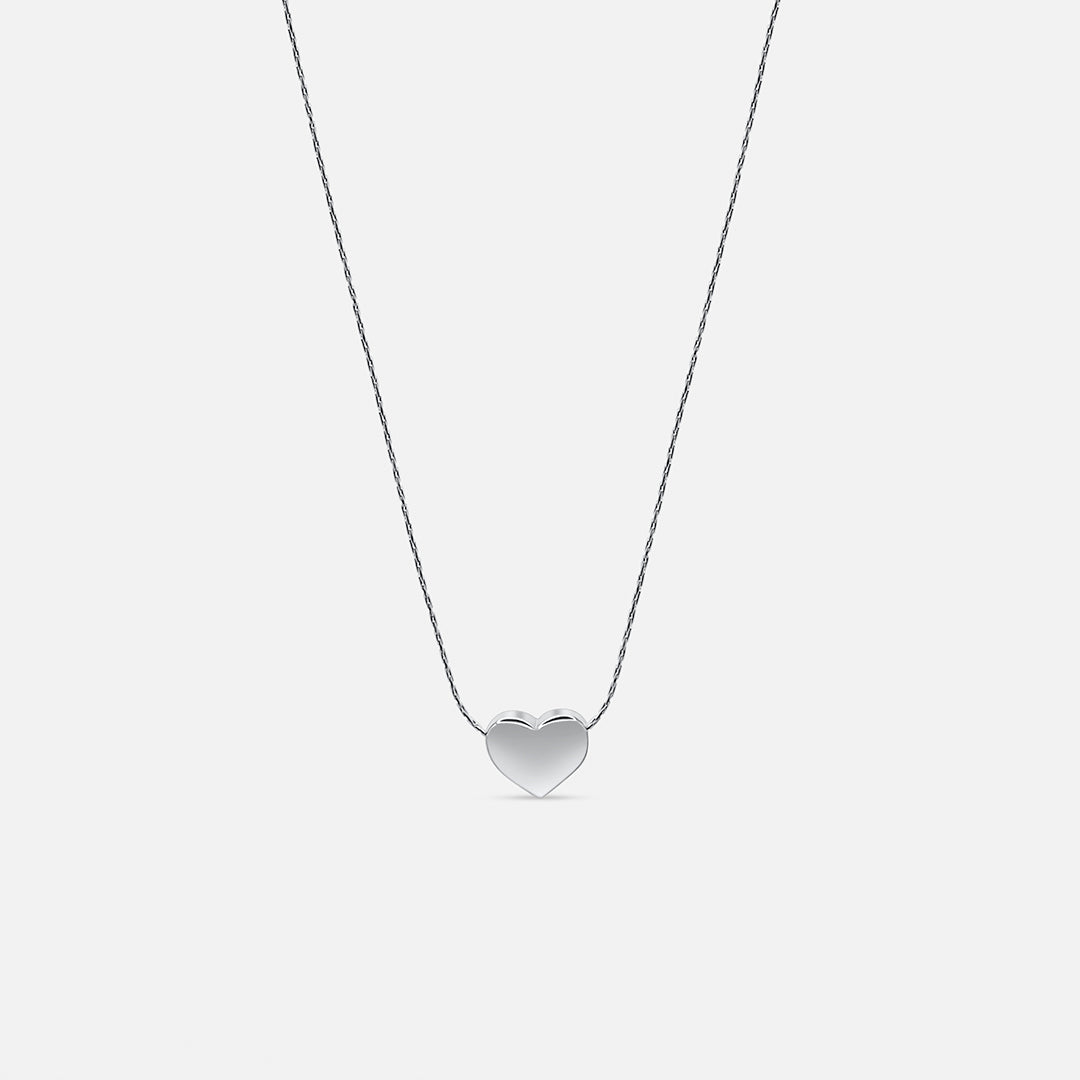 Mini Heart Pendant Necklace - Silver