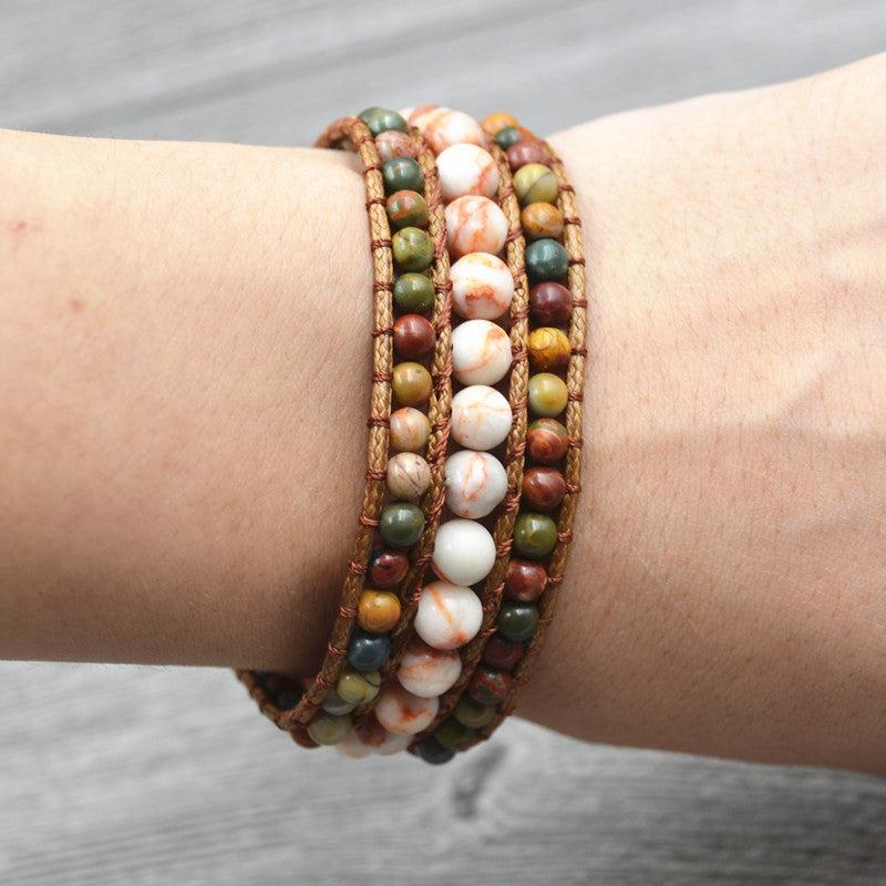 Sunflower Natural Stone Beaded Bracelet For Women