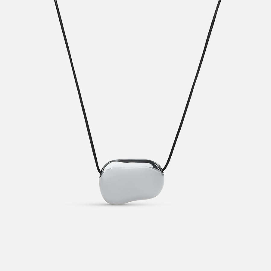 CORD PEBBLE NECKLACE SILVER
