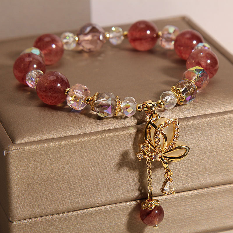 Natural Strawberry Quartz Love Bracelet For Women