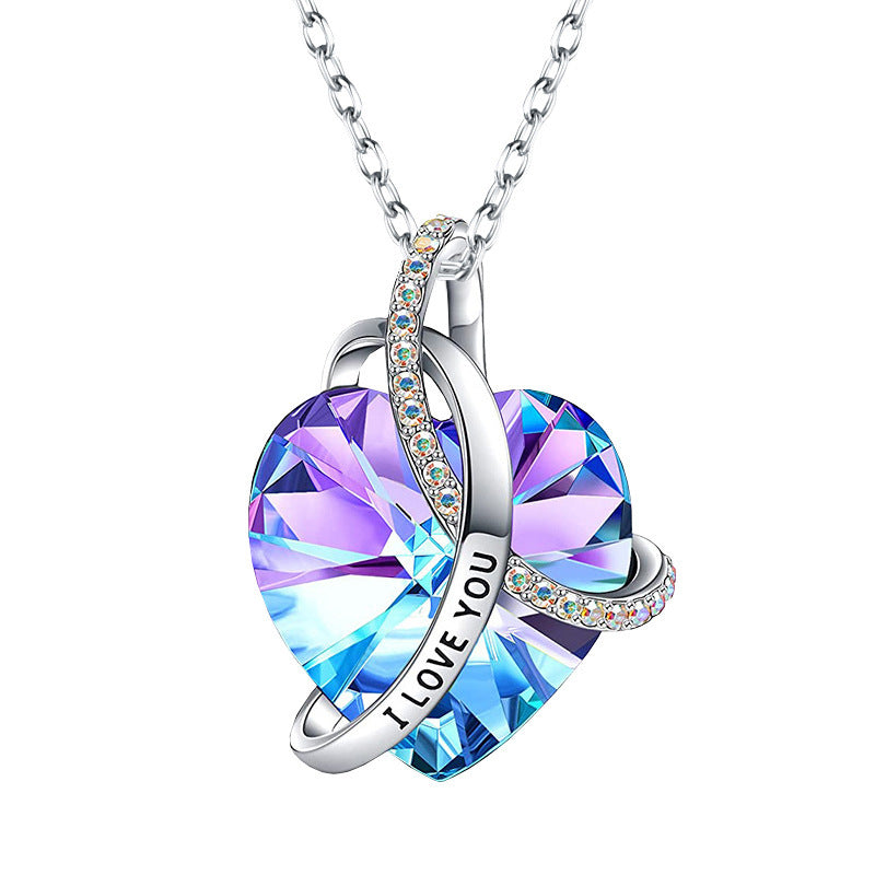 European And American Fashion Love Crystal Heart Necklace