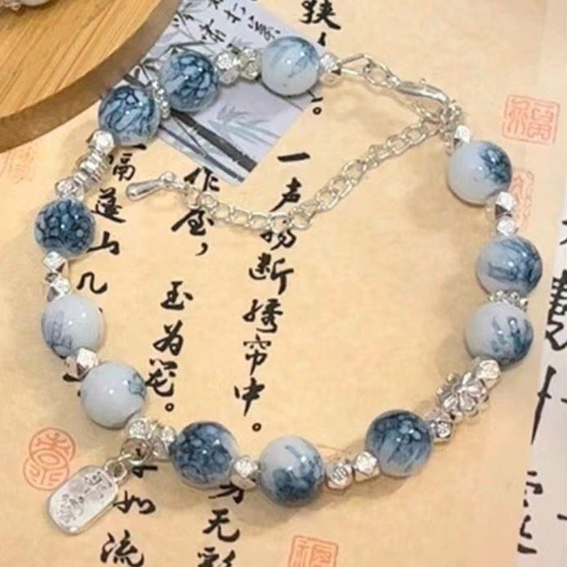 Blue And White Butterfly Beaded Bracelet For Women Elite