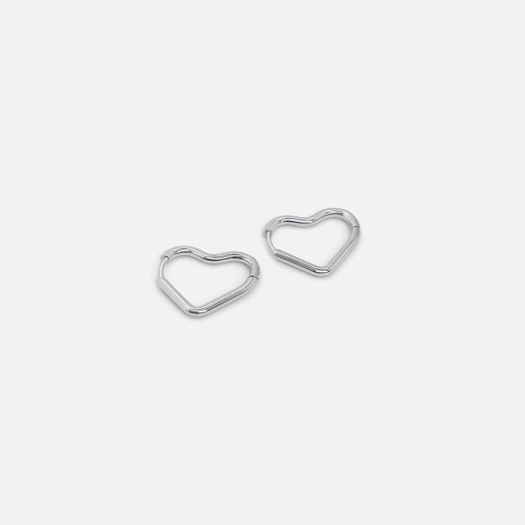 MINI HEART HOOPS SILVER