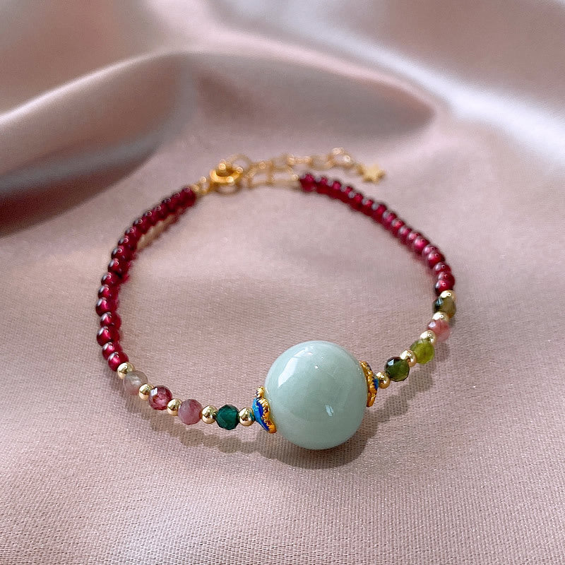 Korean Style Elegant Garnet Tourmaline Bracelet for Women