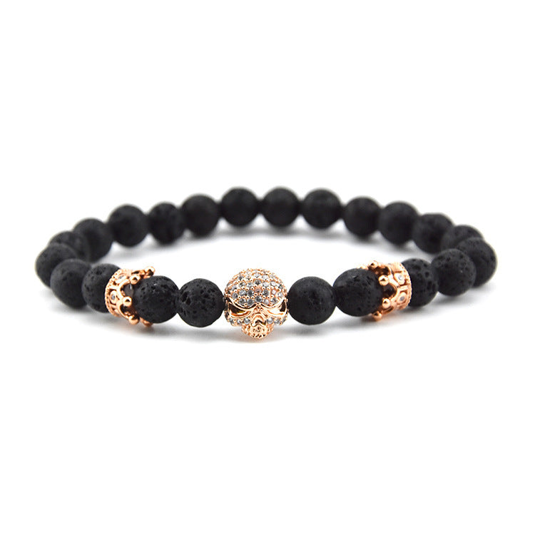 Volcanic Rock Beaded Crown Zircon Bracelet Exclusive