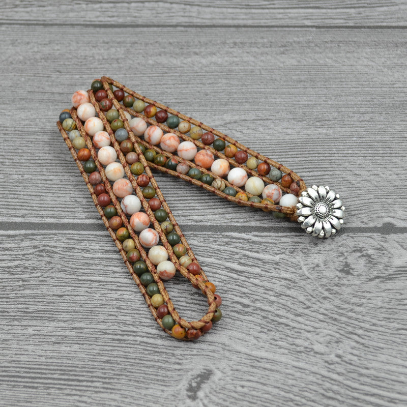 Sunflower Natural Stone Beaded Bracelet For Women