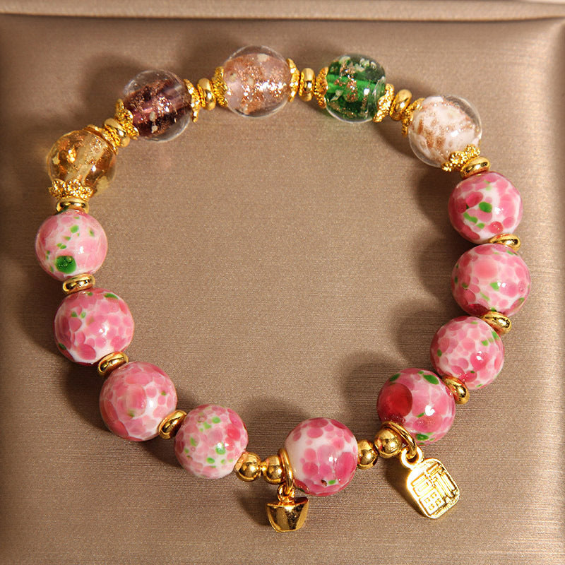 Rose Garden Glass Crystal Bracelet For Women Japanese Style