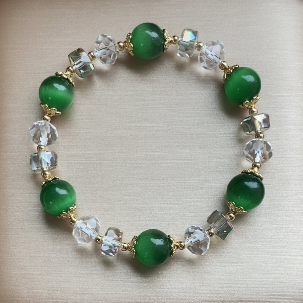 Exquisite Natural White Opal Bracelet 10mm Beads For Women