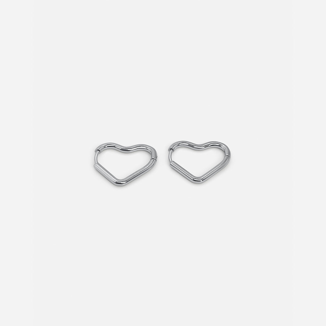 MINI HEART HOOPS SILVER