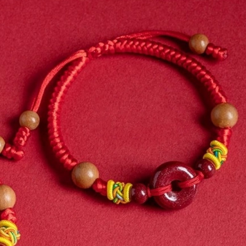 Red Stone Buckle Rope Bracelet Unisex Adults And Children