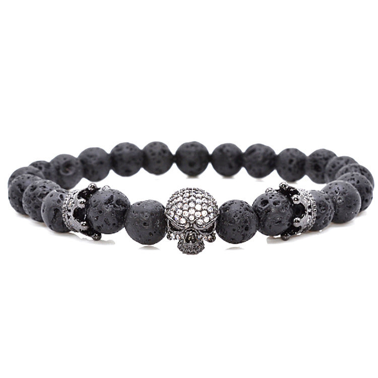 Volcanic Rock Beaded Crown Zircon Bracelet Exclusive