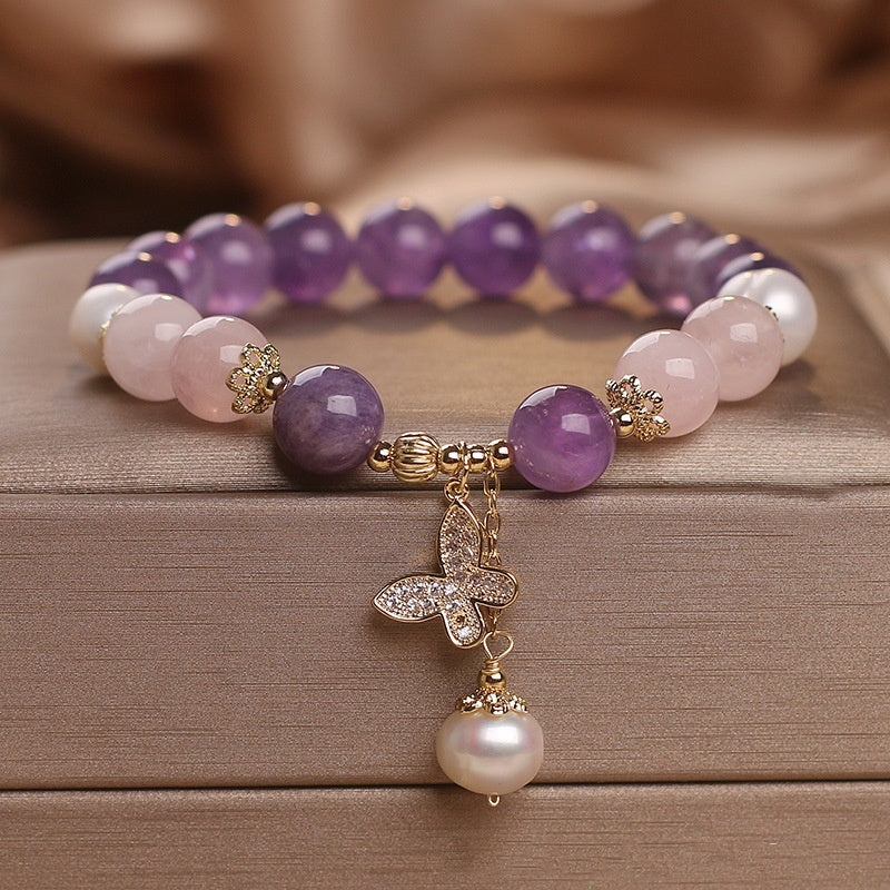 Amethyst Butterfly Bracelet For Women Healing