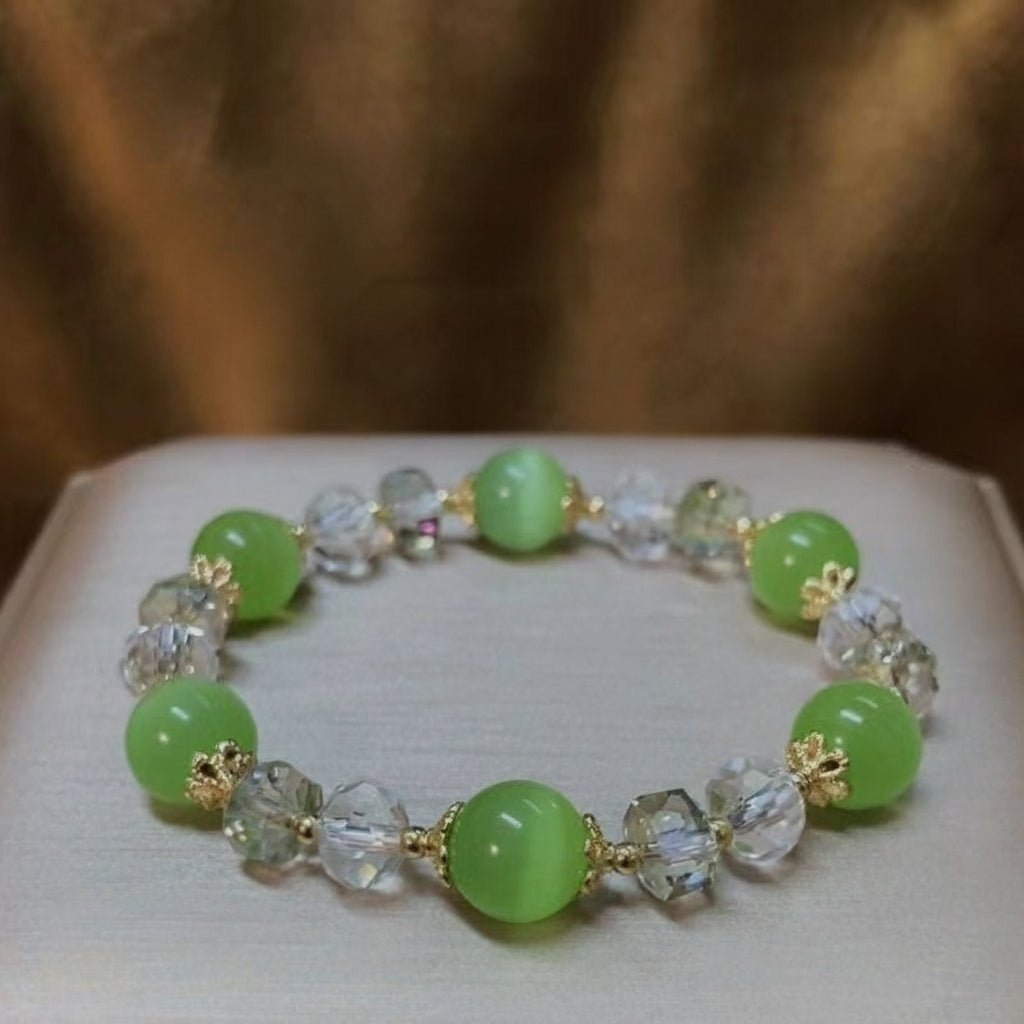 Exquisite Natural White Opal Bracelet 10mm Beads For Women