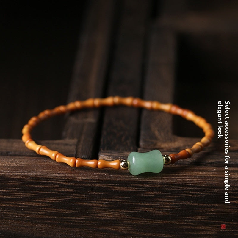 Unisex Chinese Style Very Fine Olive Nut Bamboo Bracelet