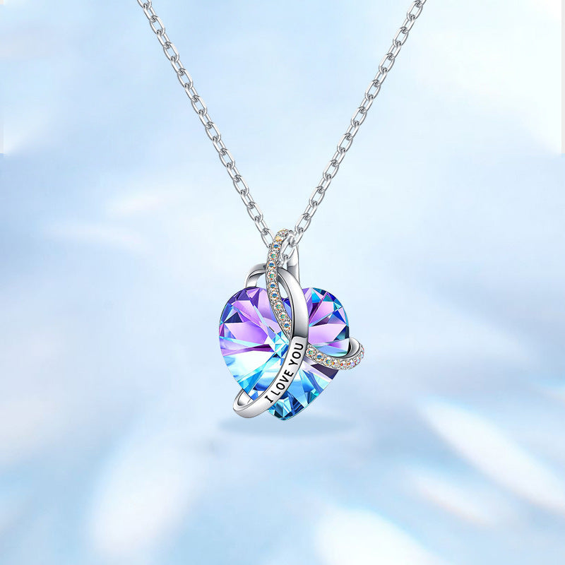 European And American Fashion Love Crystal Heart Necklace