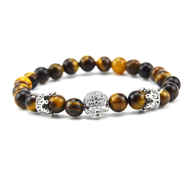 Volcanic Rock Beaded Crown Zircon Bracelet Exclusive