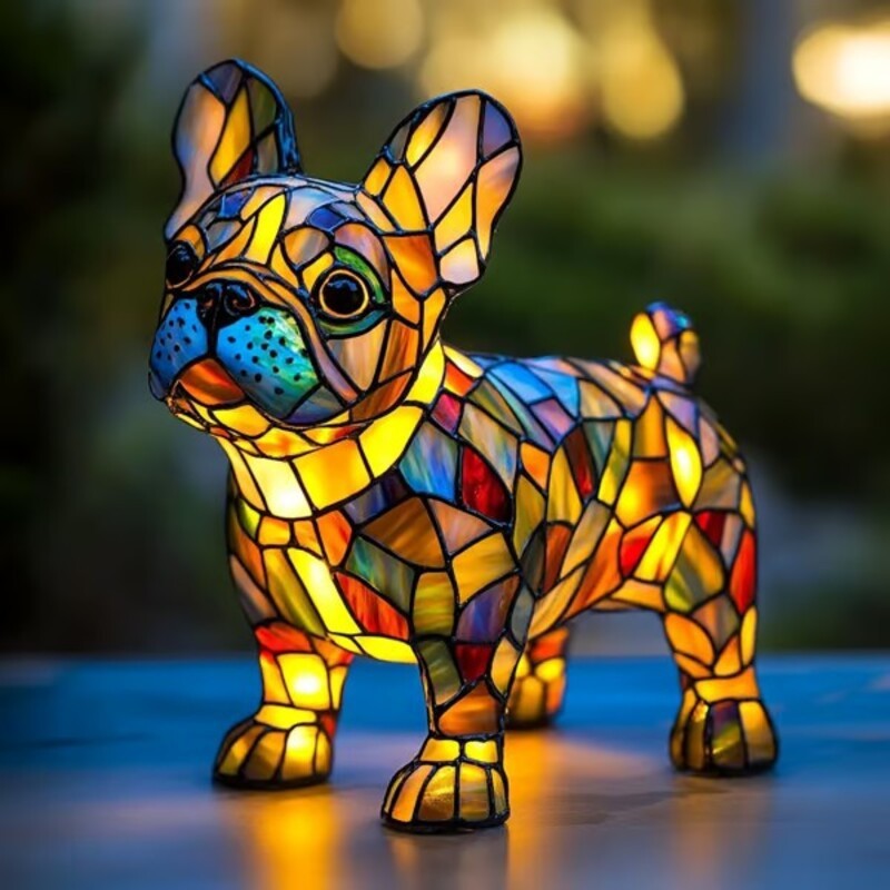 Colorful Dog Lamp Resin Decor By Tinkers - Positive Energy
