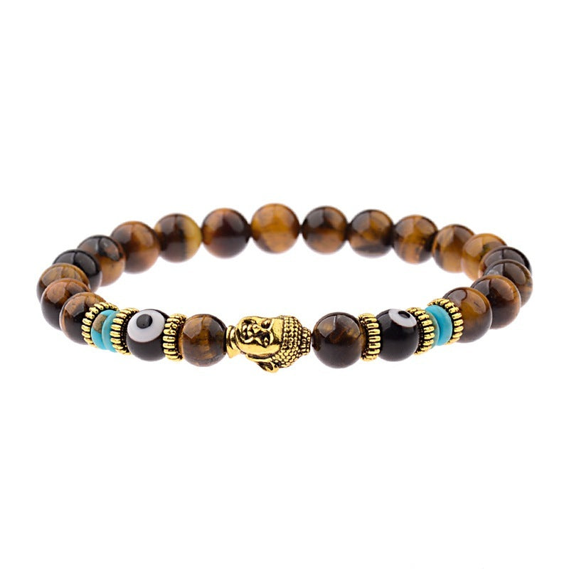 Buddha Head Alloy Signature Tiger Energy Stone Bracelet