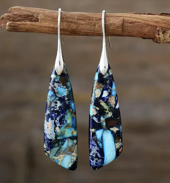 Boho Teardrop Coloured Stone Earrings