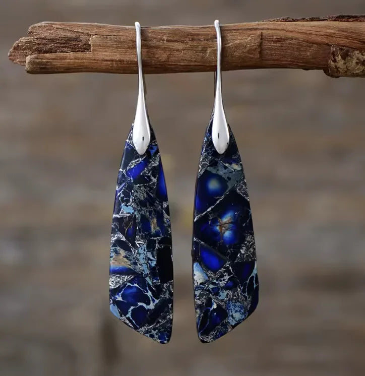 Boho Teardrop Coloured Stone Earrings