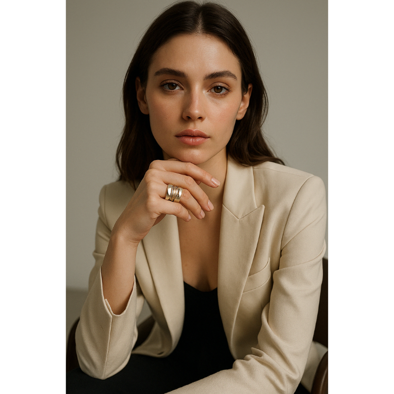 Silver Ring with Golden Threads