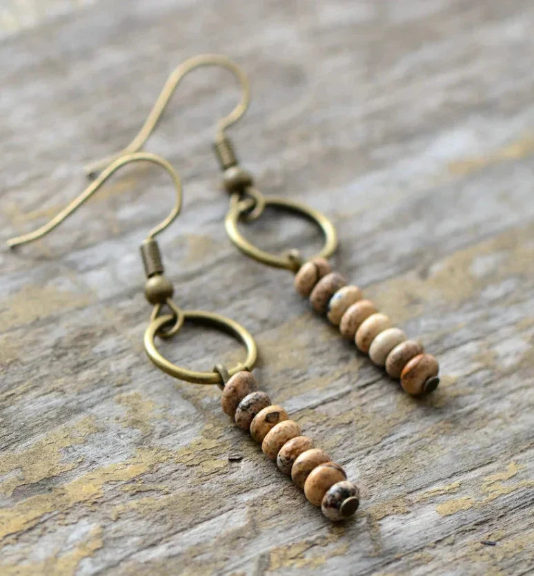 Vintage Natural Jasper Stone Ethnic Circle Earrings™